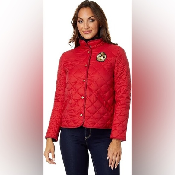 Lauren Ralph Lauren Crested Quilt Fleece Lined (Martin Red - Picture 1 of 8